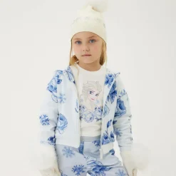 Monnalisa Girls Blue Floral Cotton Zip-Up Hoodie Online