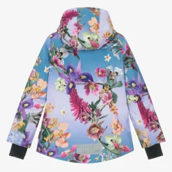 Molo Girls Blue Floral Ski Jacket New
