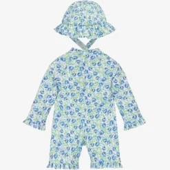 Beatrice amp; George Girls Blue Floral Sun Suit Set (UPF50+) Best