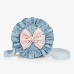 Hucklebones London Girls Blue Glitter & Pink Bow Bag (12cm) Discount