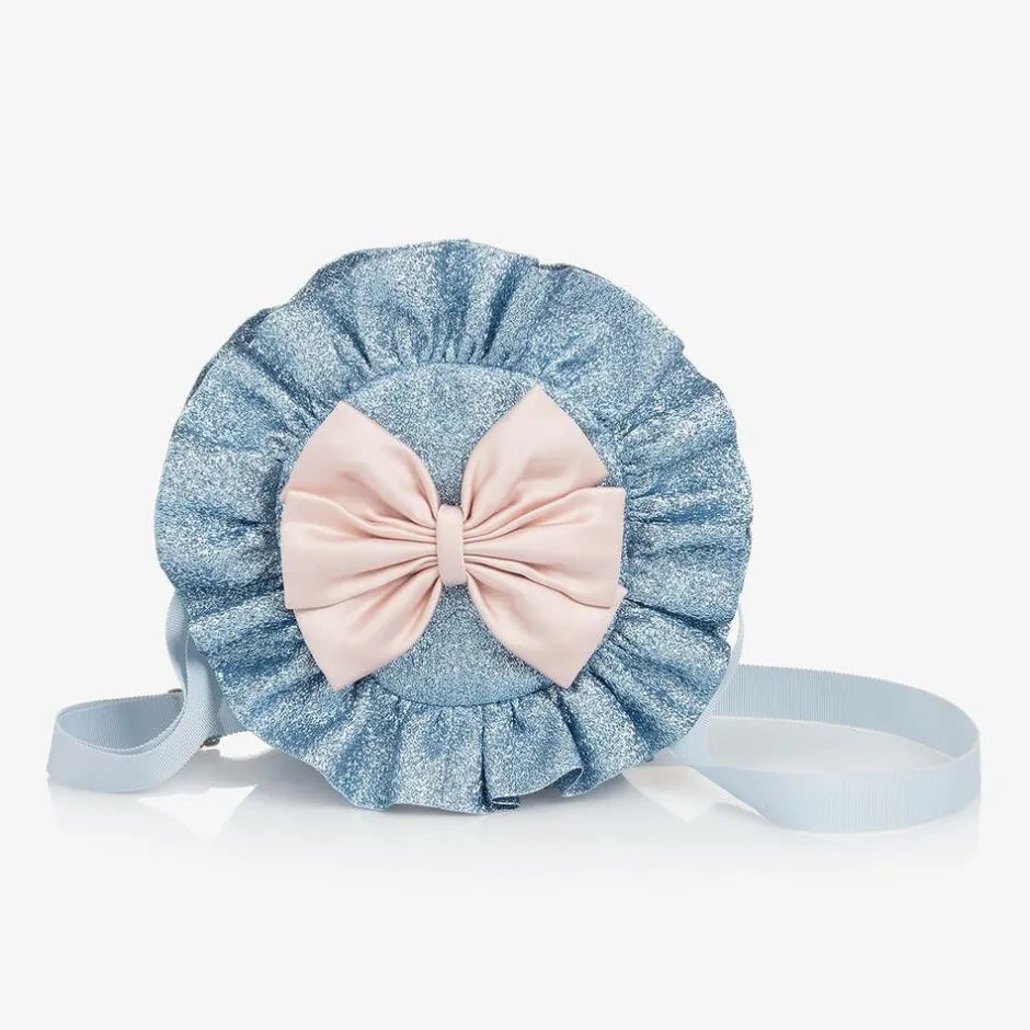 Hucklebones London Girls Blue Glitter & Pink Bow Bag (12cm) Discount