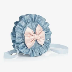 Hucklebones London Girls Blue Glitter & Pink Bow Bag (12cm) Discount