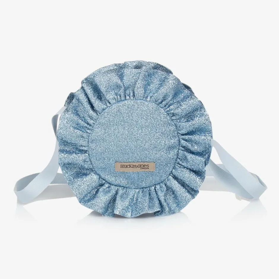 Hucklebones London Girls Blue Glitter & Pink Bow Bag (12cm) Discount