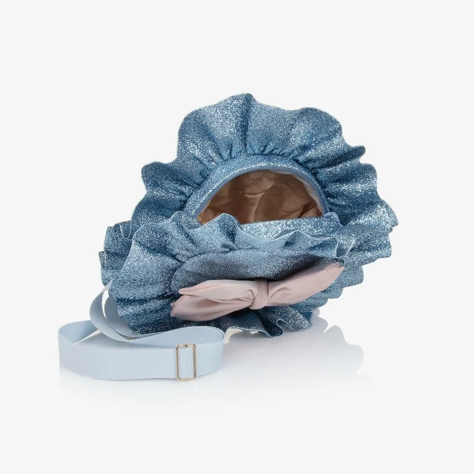 Hucklebones London Girls Blue Glitter & Pink Bow Bag (12cm) Discount