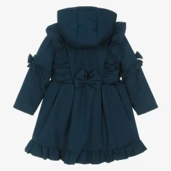 Caramelo Kids Girls Blue Hooded Bow Coat New