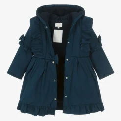 Caramelo Kids Girls Blue Hooded Bow Coat New