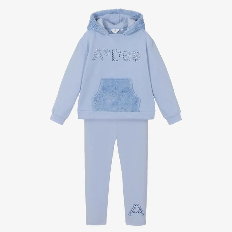 A Dee Girls Blue Hooded Cotton Leggings Set Best