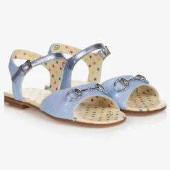 Gucci Girls Blue Horsebit Sandals Discount