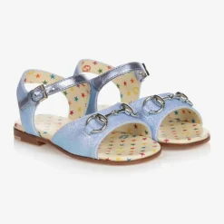 Gucci Girls Blue Horsebit Sandals Clearance