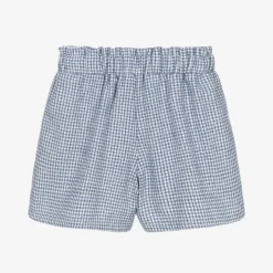 Balloon Chic Girls Blue Houndstooth Cotton Shorts Online