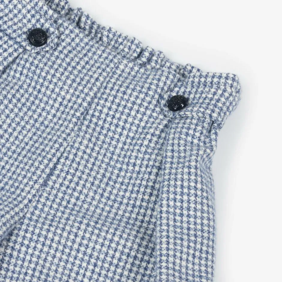 Balloon Chic Girls Blue Houndstooth Cotton Shorts Online