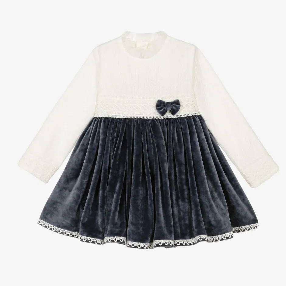 Abuela Tata Girls Blue Lace Plush Dress Online