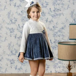 Abuela Tata Girls Blue Lace Plush Dress Online