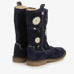 Pom dApi Girls Blue Leather Cowboy Boots Discount
