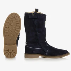 Pom dApi Girls Blue Leather Cowboy Boots Discount