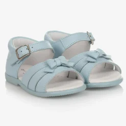 Childrens Classics Girls Blue Leather Sandals Clearance