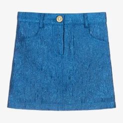 Angels Face Girls Blue Metallic Jacquard Skirt ElectricBlue New