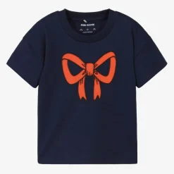 Mini Rodini Girls Blue Organic Cotton Bow T-Shirt Outlet