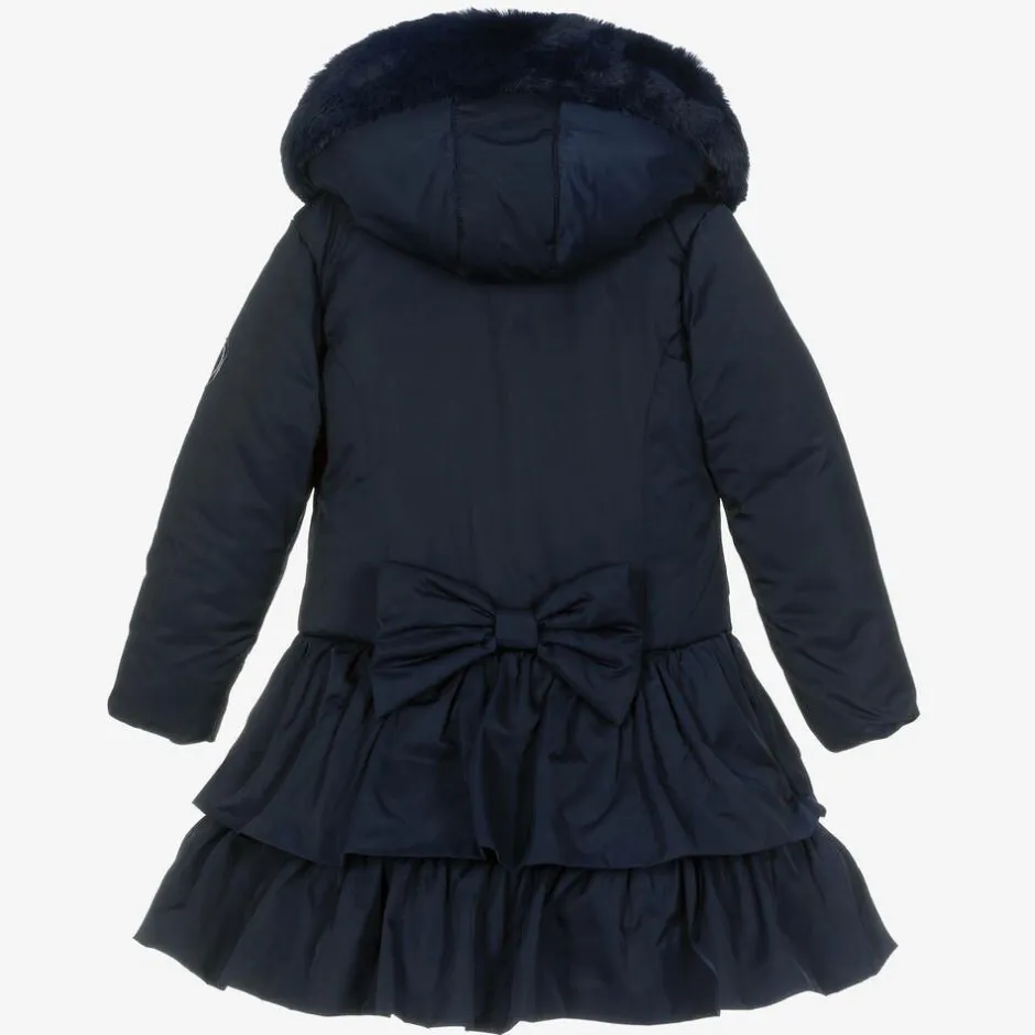 A Dee Girls Blue Padded Ruffle Hooded Coat Best