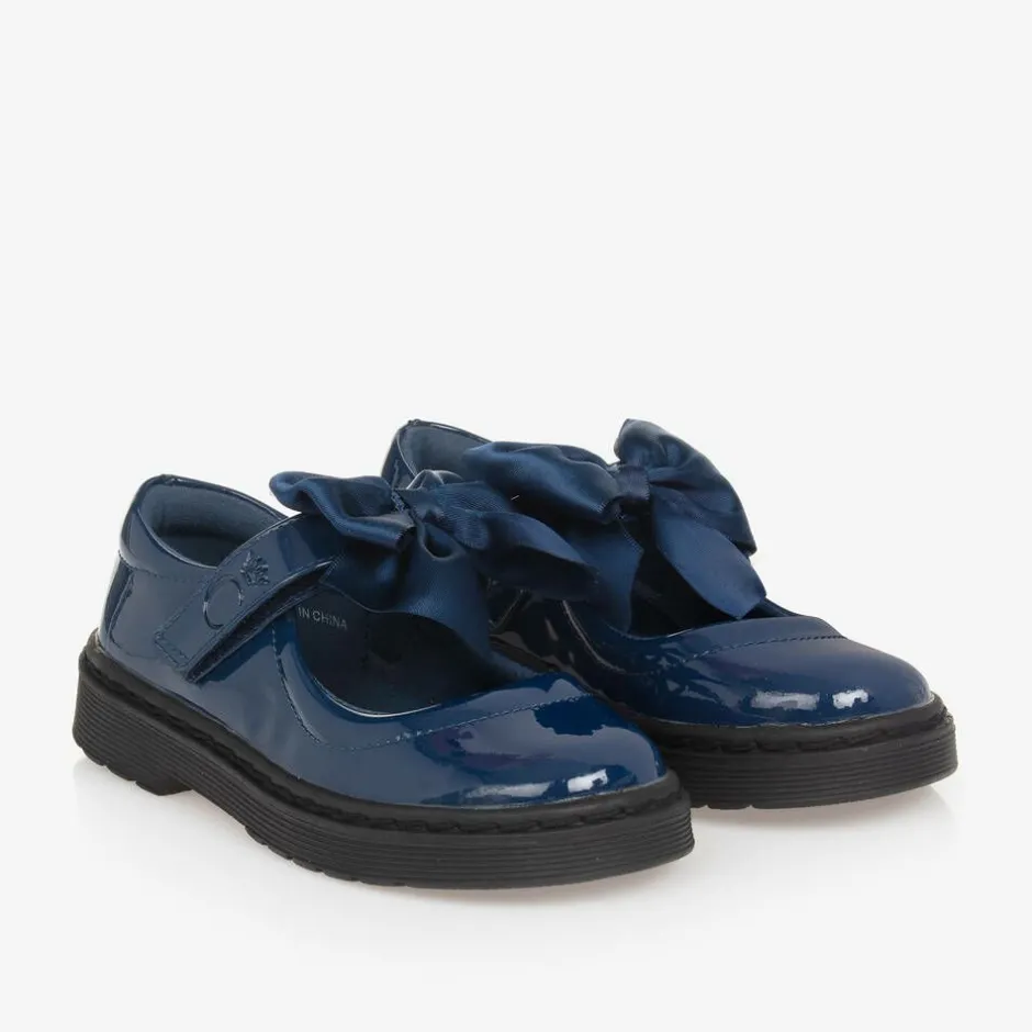 Caramelo Kids Girls Blue Patent Bow Shoes Sale
