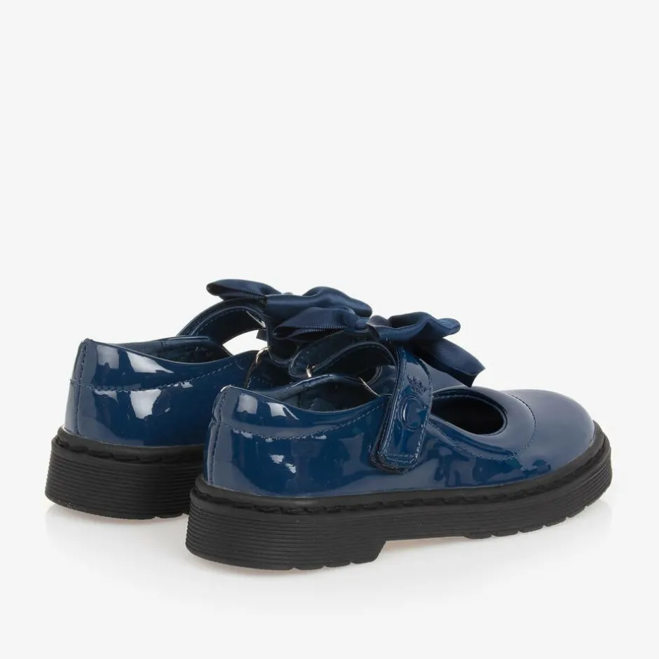 Caramelo Kids Girls Blue Patent Bow Shoes Sale