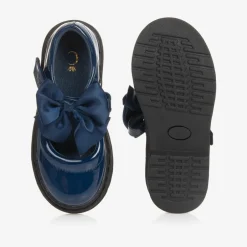 Caramelo Kids Girls Blue Patent Bow Shoes Sale