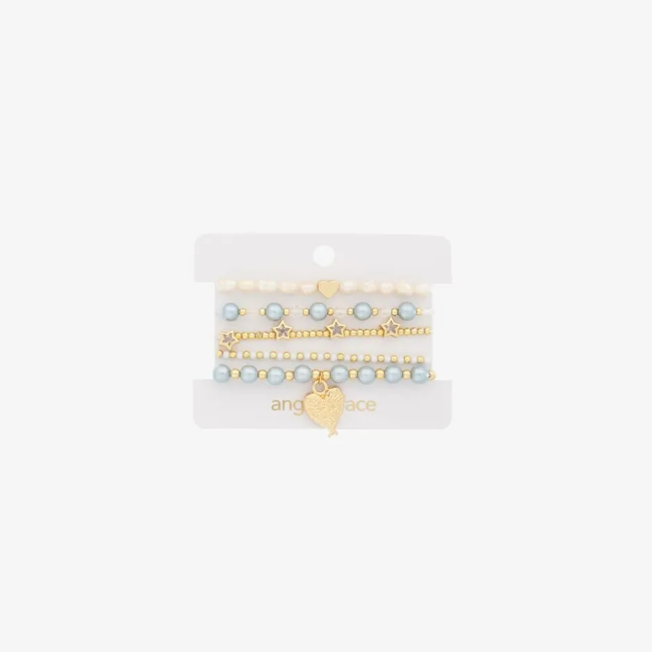 Angels Face Girls Pearl Bracelets (5 Pack) Blue Online