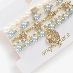 Angels Face Girls Pearl Bracelets (5 Pack) Blue Online