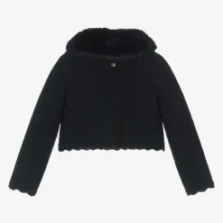 Abel amp; Lula Girls Blue Plush Collar Cardigan Best