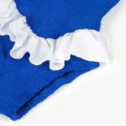 Hunza G Girls Blue Ruffle Crinkle Swimsuit RoyalBlue Clearance