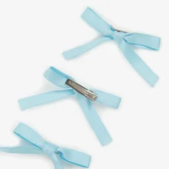 Junona Girls Blue Satin Bow Hair Clips (3 Pack) Clearance
