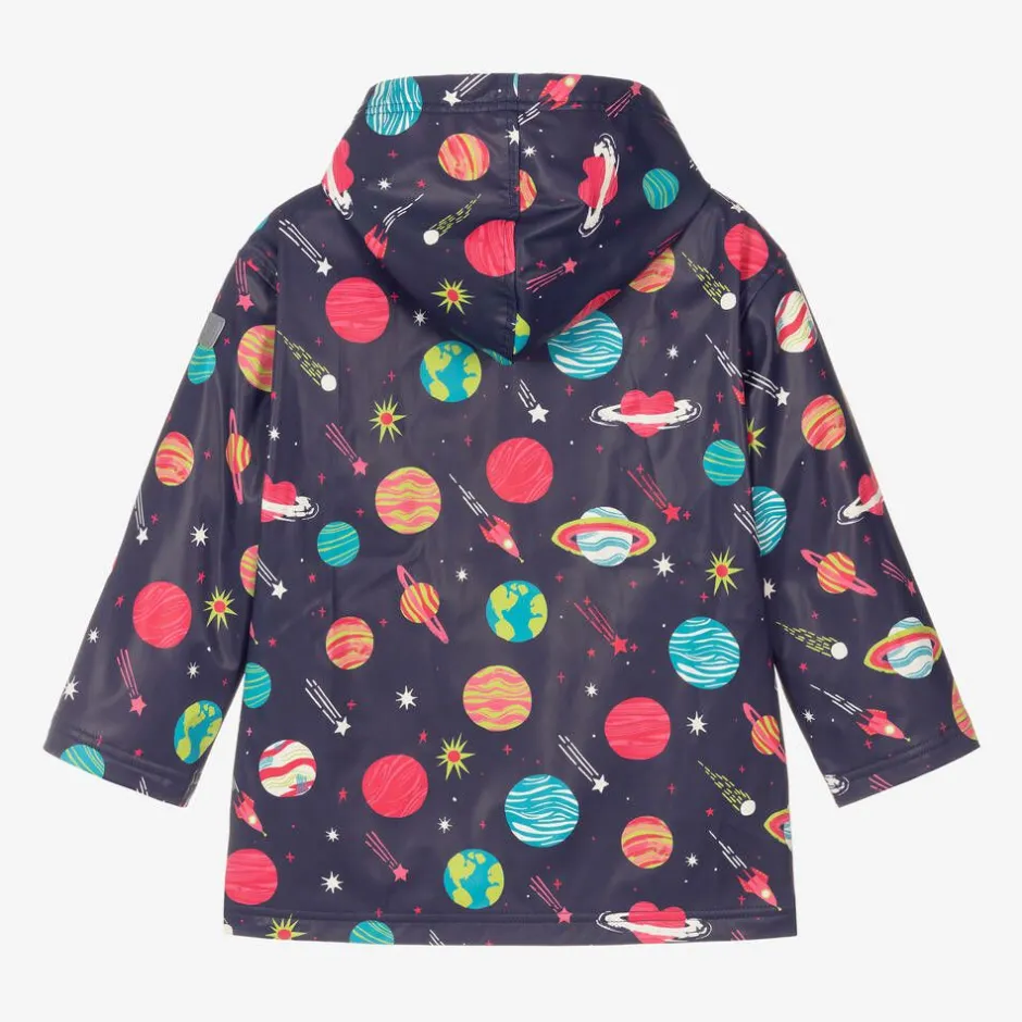 Hatley Girls Blue Space Print Raincoat New