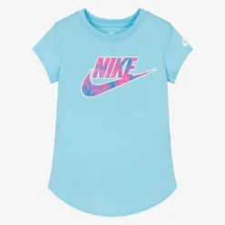 Nike Girls Blue Swoosh Logo T-Shirt Sale