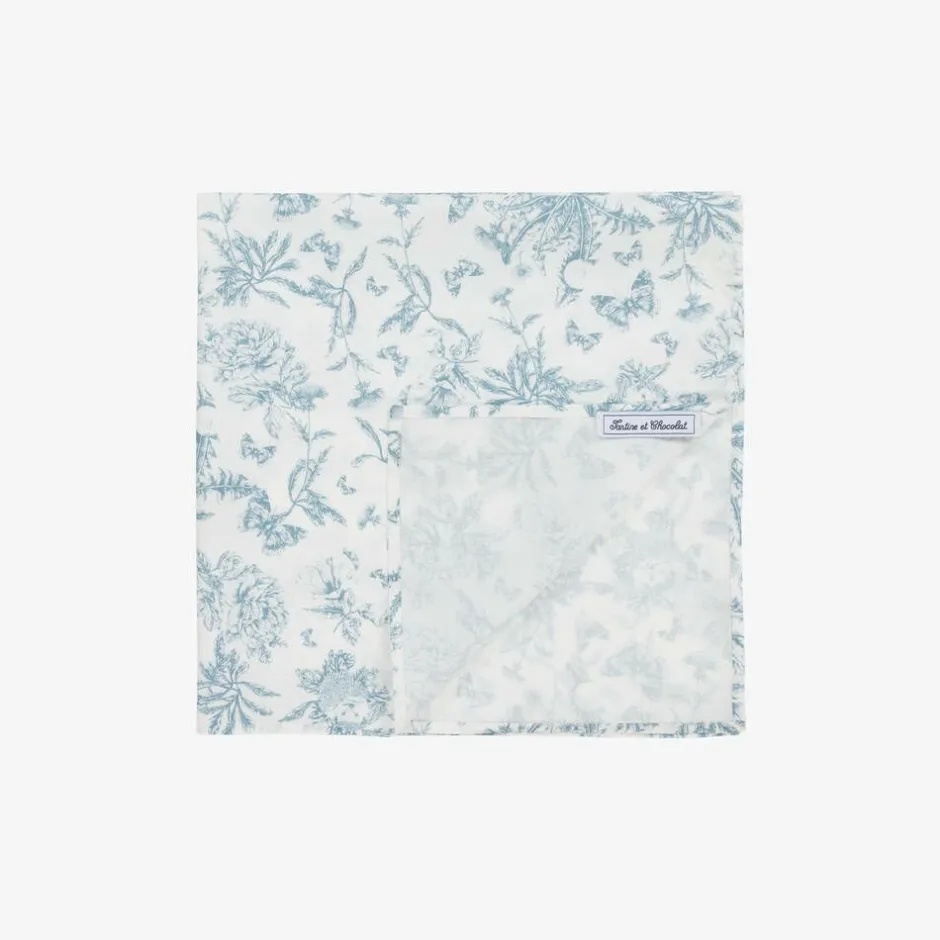 Tartine et Chocolat Girls Blue Toile de Jouy Print Scarf (65cm) Sale