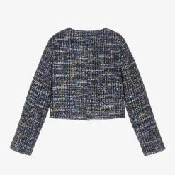 Guess Girls Blue Tweed Jacket Discount