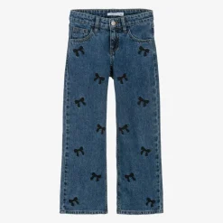 NAME IT Girls Blue Wide Leg Bow Jeans New