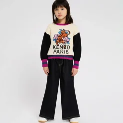 KENZO KIDS Girls Blue Wide Leg Denim Jeans Outlet