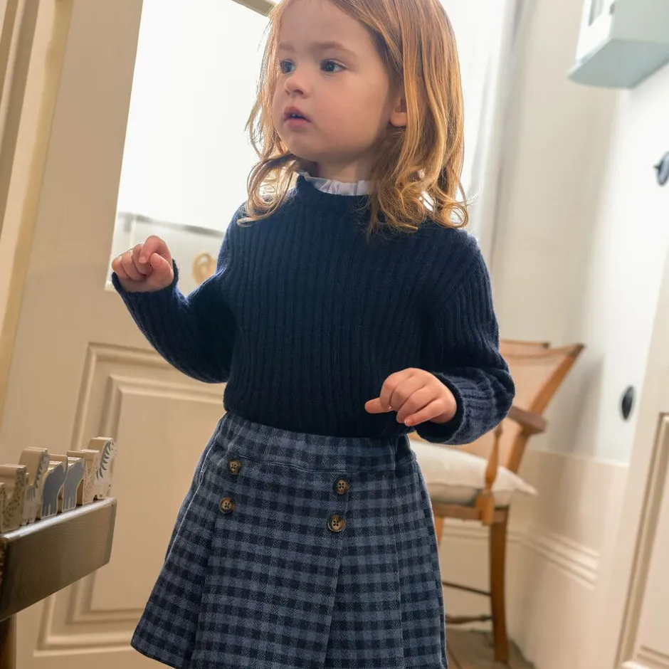 Laranjinha Girls Blue Wool & Cashmere Knit Sweater