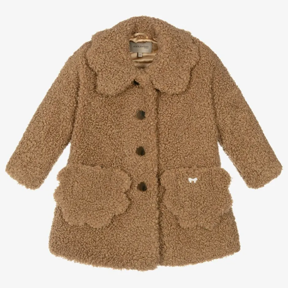 Hucklebones London Girls Brown Bouclé Coat New