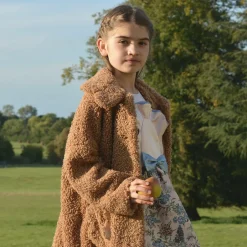 Hucklebones London Girls Brown Bouclé Coat New