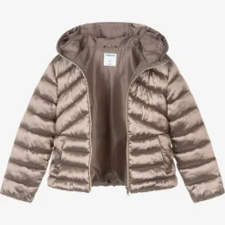 Mayoral Girls Brown Metallic Puffer Jacket Sale