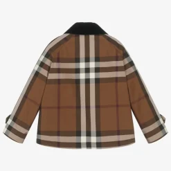 Burberry Girls Brown Oversized Check Jacket New