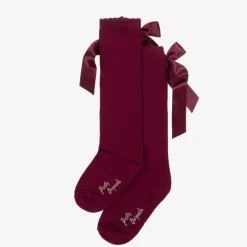 Pretty Originals Girls Burgundy Red Cotton Bow Socks Outlet