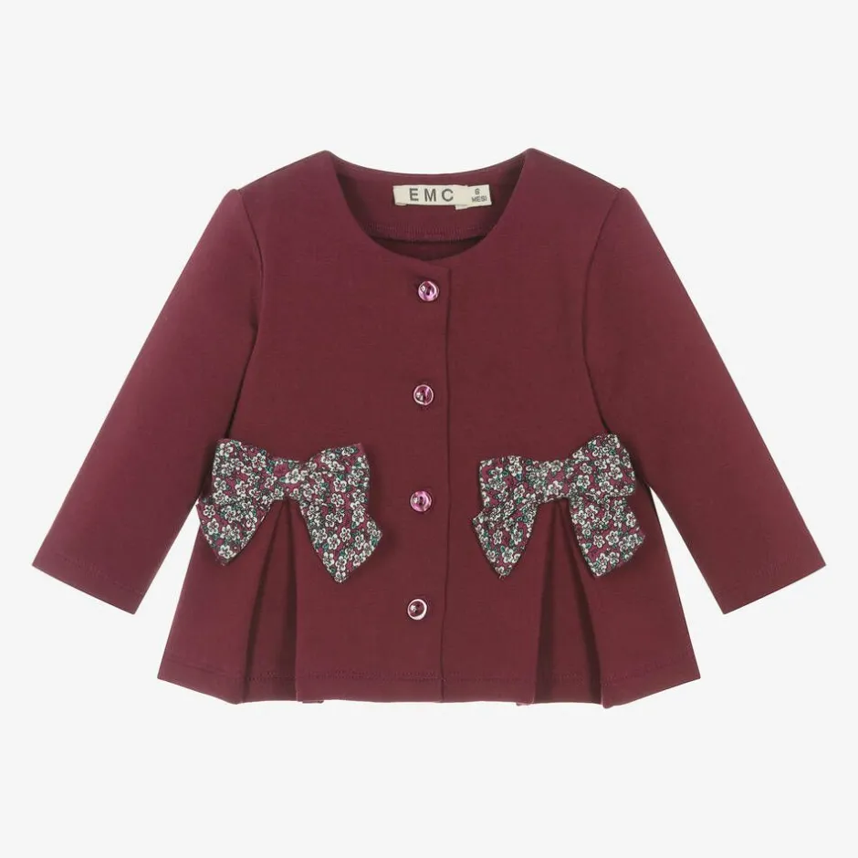 Everything Must Change Girls Burgundy Red Cotton Cardigan