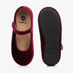 Old Soles Girls Burgundy Red Velvet Shoes Discount