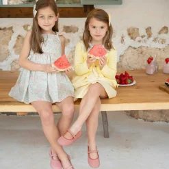 Pisamonas Girls Coral Pink Canvas Bar Shoes