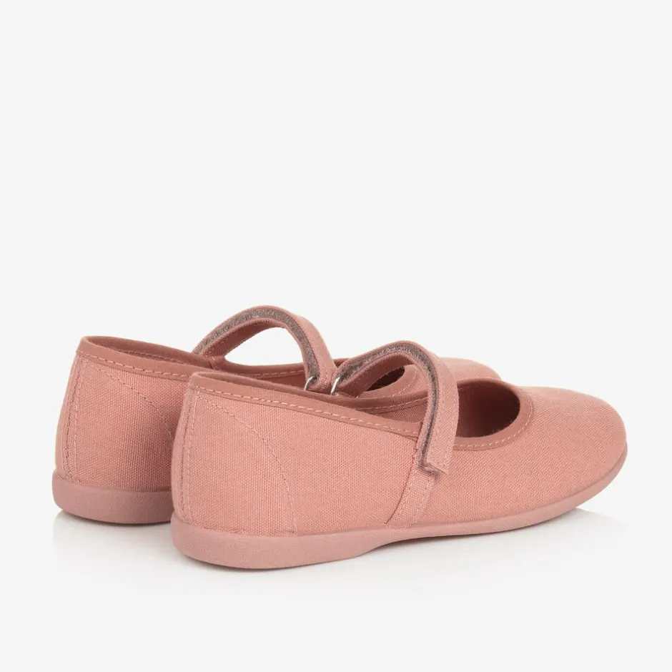 Pisamonas Girls Coral Pink Canvas Bar Shoes
