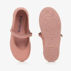 Pisamonas Girls Coral Pink Canvas Bar Shoes