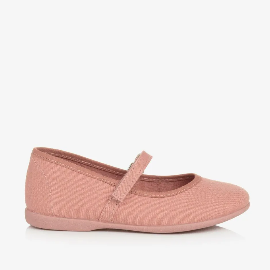 Pisamonas Girls Coral Pink Canvas Bar Shoes