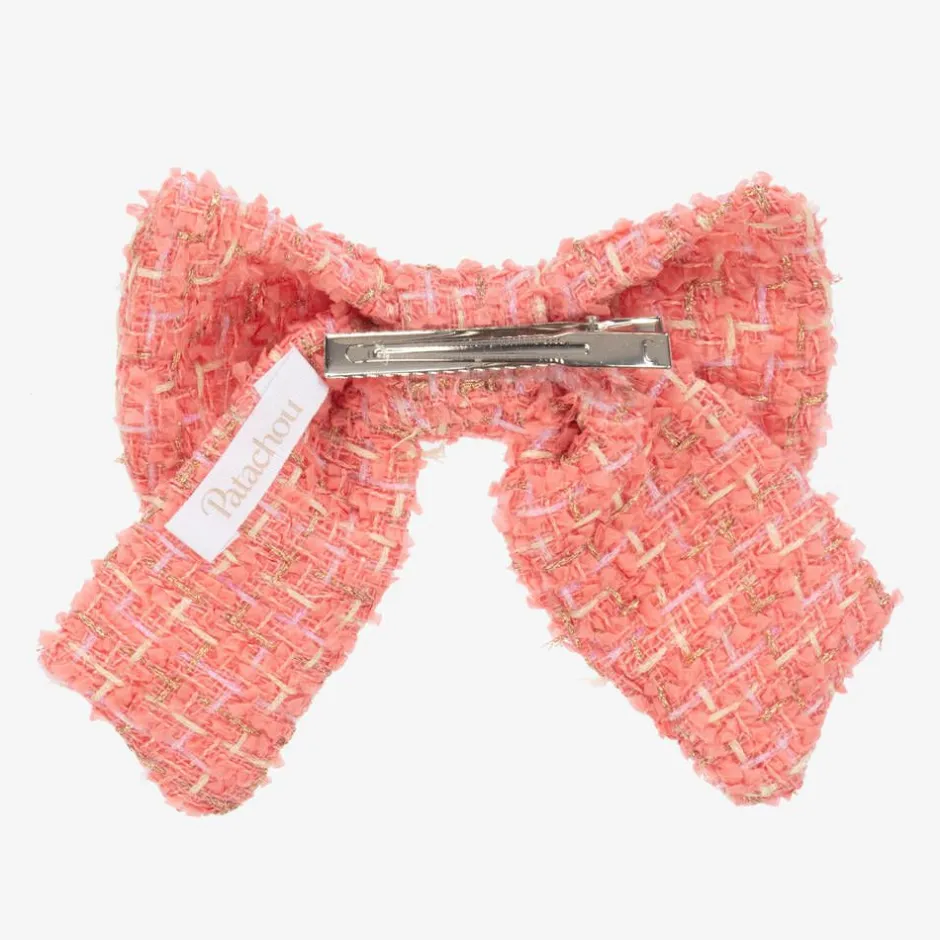 Patachou Girls Coral Pink Tweed Bow Hair Clip (14cm) Outlet